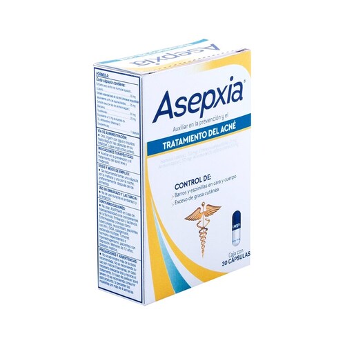 Asepxia Tratamiento Antiacné 30 Cápsulas. Elimina Acné