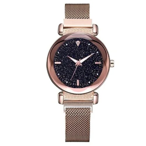 Reloj Iman Mujer Metal Flor Brilla de Noche ROSA