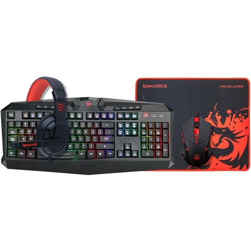 Kit Teclado Mouse Diadema y MousePad Redragon S101-BA-2 Gaming Español