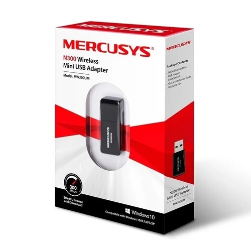 Adaptador WIFI Inalambrico Usb Mercusys Mw300um 300mbps