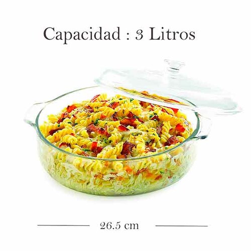 Cacerola refractario de Cristal c/Tapa 3 L - PYROREY