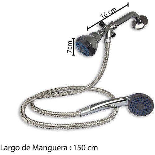 CNX Regadera Cromada Con regadera de mano incluída, fácil de instalar, regadera con cuello flexible.