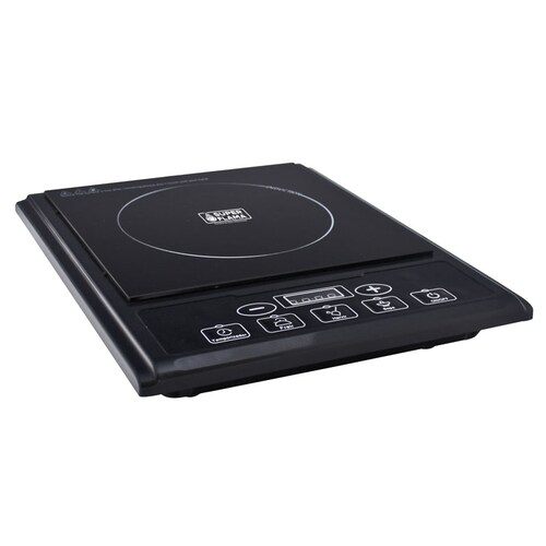 Parrilla de inducción magnética de 1 quemador SUPRA NUMBER ONE, parrilla eléctrica portátil cubierta de cristal templado negro