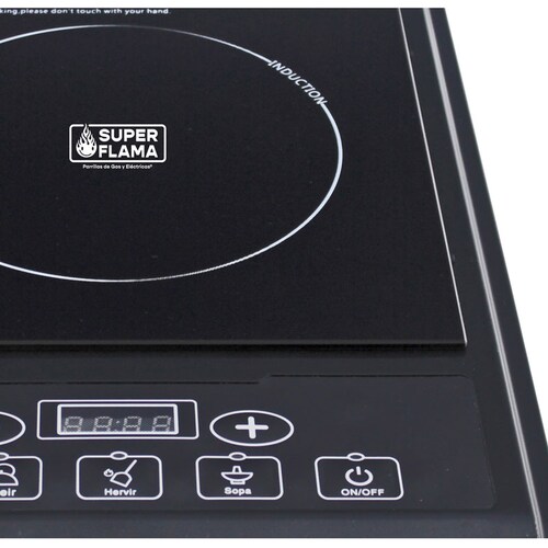 Parrilla de inducción magnética de 1 quemador SUPRA NUMBER ONE, parrilla eléctrica portátil cubierta de cristal templado negro
