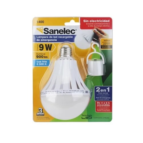 Foco De Emergencia SANELEC 9w Luz Blanca 900 Lumen