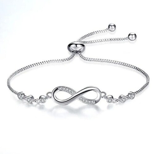 Símbolo Infinity Pulsera Mujer Color Plata Brazalete , Amor Eterno