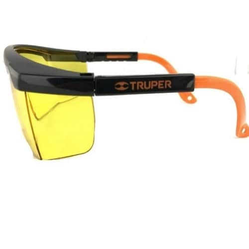 LENTES DE SEGURIDAD INDUSTRIAL CONSTRUCCION AMBAR AMARILLO TRUPER ( 5 PIEZAS )