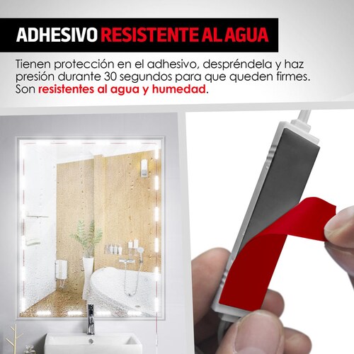 Luces LED para Espejo Autoadheribles de Luz Blanca (2.95 metros) Redlemon