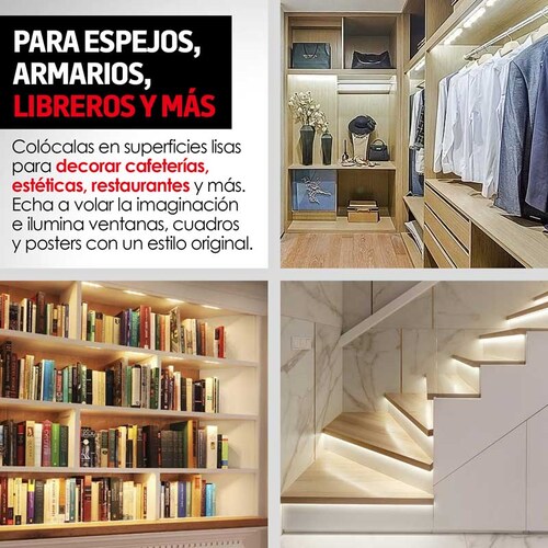 Luces LED para Espejo Autoadheribles de Luz Blanca (2.95 metros) Redlemon