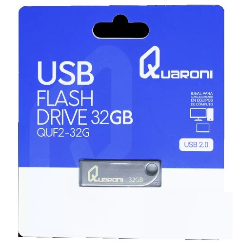 MEMORIA QUARONI 32GB USB 2.0 CUERPO METALICO COMPATIBLE CON WINDOWS MAC LINUX QUF2-32G MAC PC LAP
