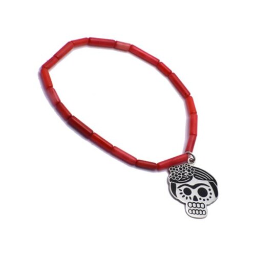 Colección de dije con cadena, pendientes, anillo y pulsera de coral rojo Frida´s Marga