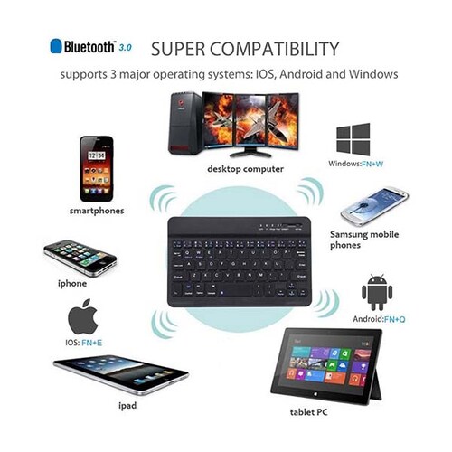 Teclado Bluetooth Inalámbrico Wireless Recargable Color Negro