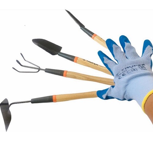 Kit Jardineria Tijeras Poda  + 4 Herramientas Jardin 18 " + Guantes G TRUPER 