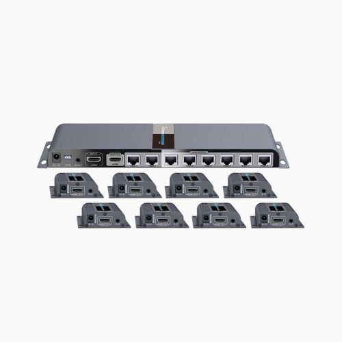 Kit completo; Distribuidor de 1 entrada HDMI a 8 salidas a 1080p