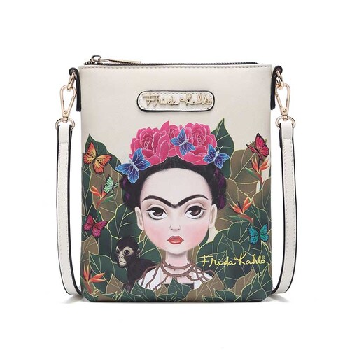 Bolsa Crossbody Frida Kahlo Cartoon Mensajera Original FJC408 Beige.