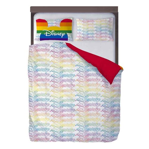 Set de Edredon Microfibra Matrimonial Mickey Rainbow Pride