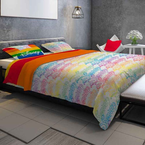 Set de Edredon Microfibra Matrimonial Mickey Rainbow Pride