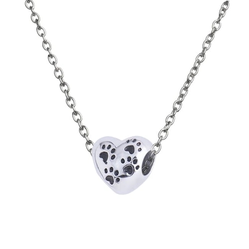 LuckyLy Charm Corazón Huellitas de Perro Dora - Plata, Oro Rosa