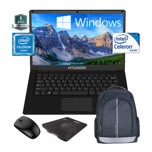 Laptop Hyundai Thinnote - Intel dual core - SSD 64GB - RAM 4GB - W10 + Mochila + Base + Mouse