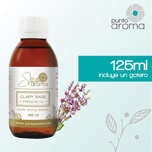 Punto Aroma - Fragancia, Ideal para difusor humificador sahumerio - Fragancia Premium - Incluye Frasco de 125 ml. (Salvia)
