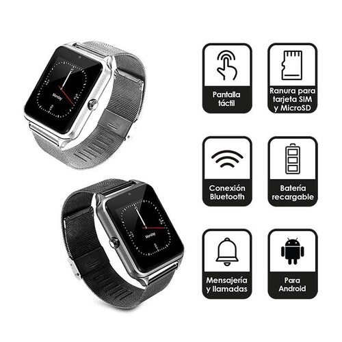 Smartwatch Reloj Inteligente Bluetooth con Ranura para Chip SIM y