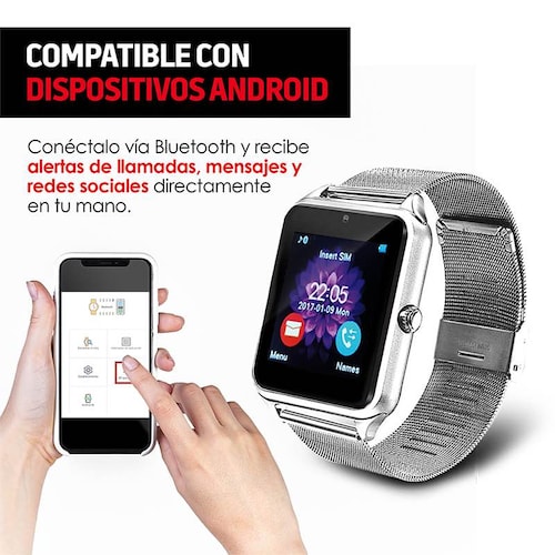 Reloj Inteligente Bluetooth Con Cámara, Pantalla Tactil y Ranura De Tarjeta  SIM