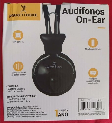 AUDIFONO DIADEMA CON MICROFONO 3.5 MM SIN ADAPTADOR PERFECT CHOICE NEGRO PC-113171 PC LAP NEGRO