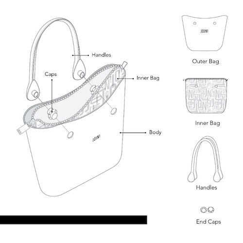 JOIN! HANDBAGS Asas intercambiables para bolsa con hebilla negro - Mezcla y combina para encontrar tu estilo