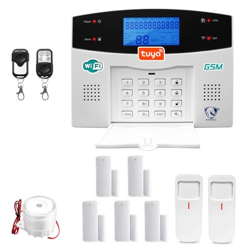 Kit Sistema De Seguridad Alarma Hogar Y Sensor Wifi Y Gsm Negro