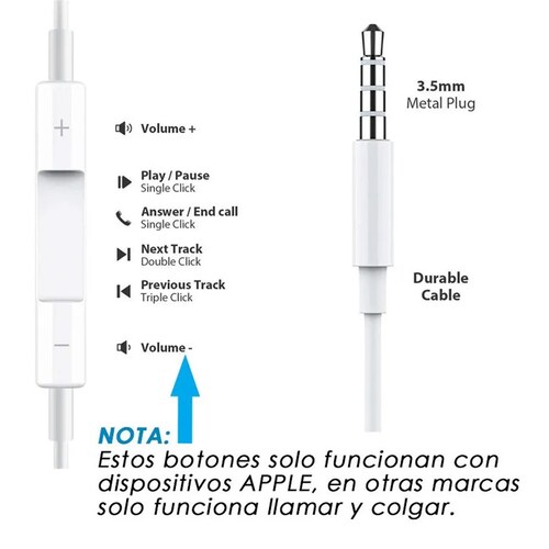 Apple Jack 3.5 Original Audifonos Earpods iPhone iPad iPod.
