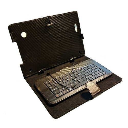 FUNDA CON TECLADO EN    E S P A Ñ O L   COMPATIBLE CON TABLET DE 10 PULGADAS, NEGRO    