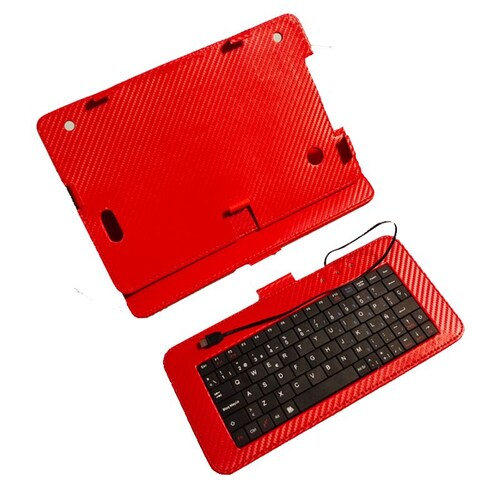 FUNDA CON TECLADO EN    E S P A Ñ O L   COMPATIBLE CON TABLET DE 10 PULGADAS, ROJO   