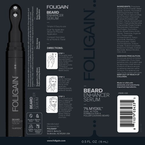 FOLIGAIN SUERO PARA EL CRECIMIENTO DE LA BARBA con Myoxil  15ml mas Peine para moldear barba