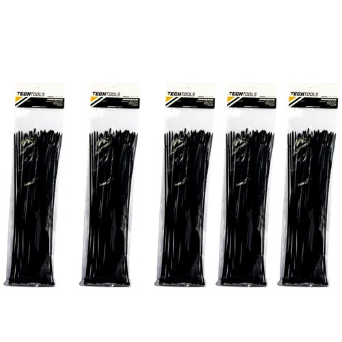 Paquete de Cinchos de Nylon Negros de 38 cm (Incluye 5 Bolsas de 25 piezas c/u)