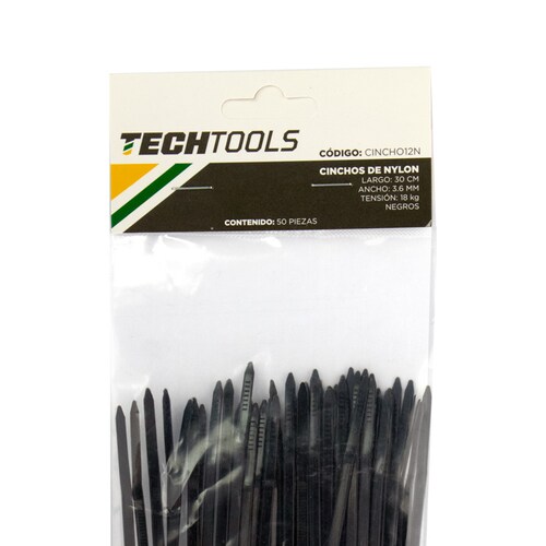 Paquete de Cinchos de Nylon Negros de 38 cm (Incluye 5 Bolsas de 25 piezas c/u)