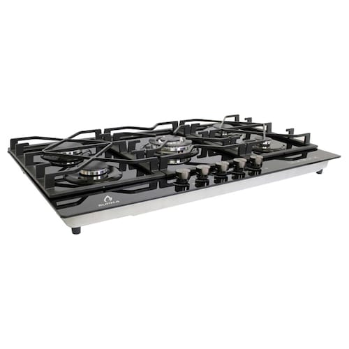 Parrilla de gas empotrable de 87cm SUPRA 5Q-TG-87 con 5 quemadores y cubierta de cristal templado negro