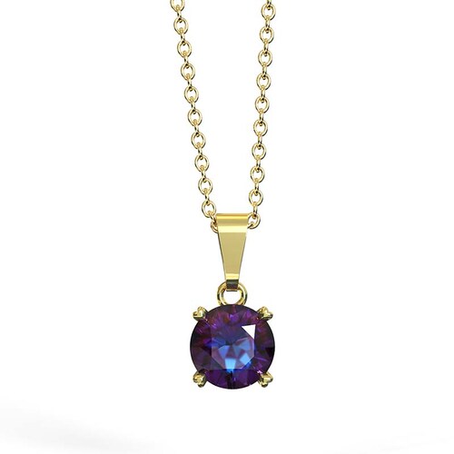 Collar para Mujer con Cristal Fino Europeo Solitario, Bañado en Oro 14k- Collar Elegante y Brillante-Collares de Mujer de Moda- Joyería para Mujer de Moda- Regalo especial