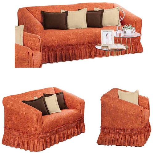 Cubresalas | Fundas Para Sillones | Juego Completo Naranja