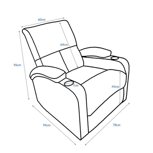 Sillón Reclinable Reposet Mezzo Gris Individual con Portavasos