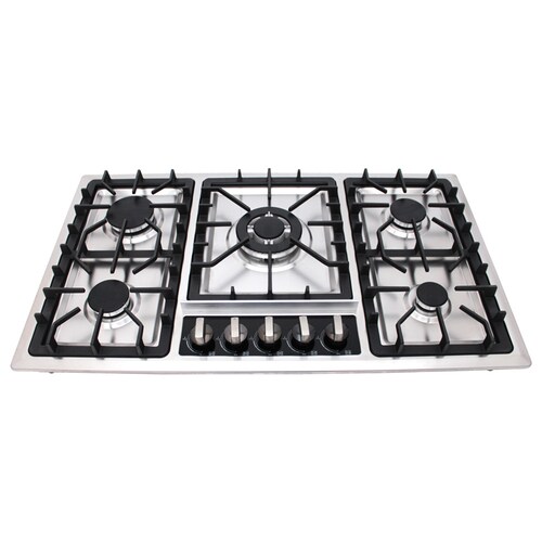 Parrilla de gas empotrable de 5 quemadores SUPRA 5Q-ES-87 parrilla a gas de 87cm con cubierta de acero inoxidable.