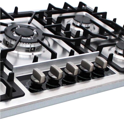 Parrilla de gas empotrable de 5 quemadores SUPRA 5Q-ES-87 parrilla a gas de 87cm con cubierta de acero inoxidable.