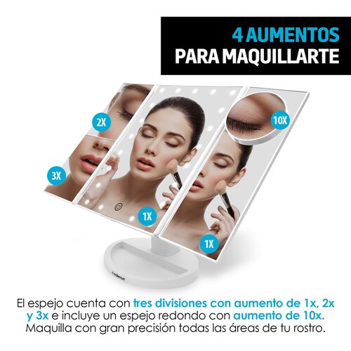 Espejo para Maquillaje con Aumentos y Luz LED Ajustable Redlemon