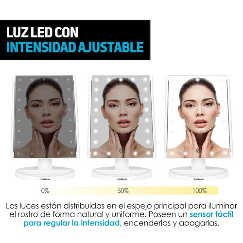Espejo para Maquillaje con Aumentos y Luz LED Ajustable Redlemon