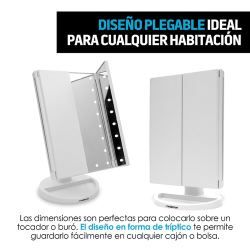 Espejo para Maquillaje con Aumentos y Luz LED Ajustable Redlemon