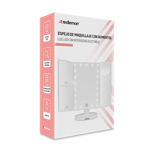 Espejo para Maquillaje con Aumentos y Luz LED Ajustable Redlemon