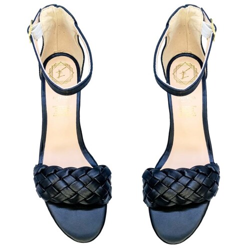 Zapatilla Trenza Tacón Sandalia Casual Dama Negro Enco Footwear