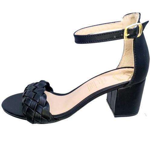 Zapatilla Trenza Tacón Sandalia Casual Dama Negro Enco Footwear