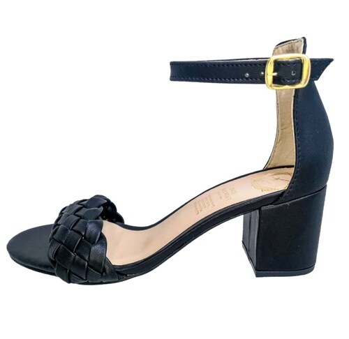 Zapatilla Trenza Tacón Sandalia Casual Dama Negro Enco Footwear