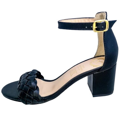 Zapatilla Trenza Tacón Sandalia Casual Dama Negro Enco Footwear