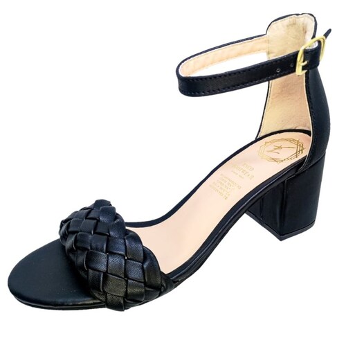Zapatilla Trenza Tacón Sandalia Casual Dama Negro Enco Footwear